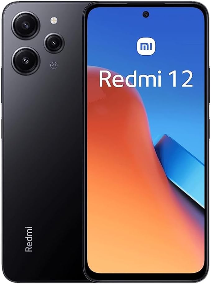 Xiaomi Redmi 12 4G - Smartphone de 4+128GB, Pantalla de 6,79" FHD+ AdaptiveSync 90 Hz, MediaTek G88, Triple cámara de 50MP, NFC, batería de 5000 mAh, Negro (Versión ES)