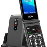 SPC Stella 2 - Teléfono móvil de Tapa para Mayores, Botones y Teclas Grandes, fácil de Usar, configuración remota, botón SOS, USB-C, 3 memorias directas, Base de Carga, Color Negro