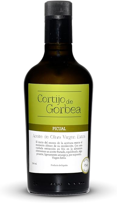 Cortijo de Gorbea. Aceite de Oliva Virgen Extra. Edición Limitada: Sólo 1655 botellas. Variedad Picual. 500ml. Obtenido mediante extracción en frío.