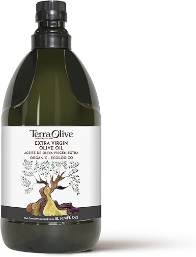 TERRAOLIVE - Aceite de Oliva Virgen Extra Orgánico, Aceite para Cocinar, Variedad de Aceitunas, Cuerpo Suave, Procedencia España, Montes de Toledo, Envase de PET Reciclado - 2L