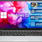 DARYUKUM Ordenador Portátil, 14.1'' Windows 11 Portátil Celeron J4125, PC Portatil 8GB RAM LPDDR4 256GB SSD, Laptop con IPS FHD 1980 * 1080 Pantalla 180°Flip, TF Card Slot/Mini-HDMI/BT5.0/USB3.0