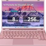 Ordenador Portátil 14 Pulgadas 8GB DDR4 256GB SSD 1TB Expand Celeron N5095 (Hasta 2.9Ghz), Portátil Win 11 con Mini Puerto Multimedia Ventilador 1920*1200 FHD Pantalla, Portatiles Dual WiFi-Rosa