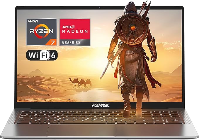 ACEMAGIC Ordenador Portátil Gaming AMD Ryzen 7 5700U(Batería i7-1265U),16,1 Pulgadas Portátil,RAM 16GB NVME SSD 512GB,Tastiera Retroilluminata,Gráficos Radeon RX Vega 8,WiFi 6,Windows 11