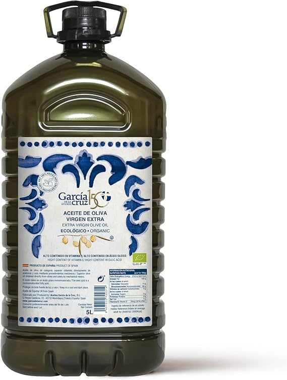 GARCÍA DE LA CRUZ - Aceite de Oliva Virgen Extra Orgánico, para Cocinar, Envase de PET Reciclado, Garrafa - 5L