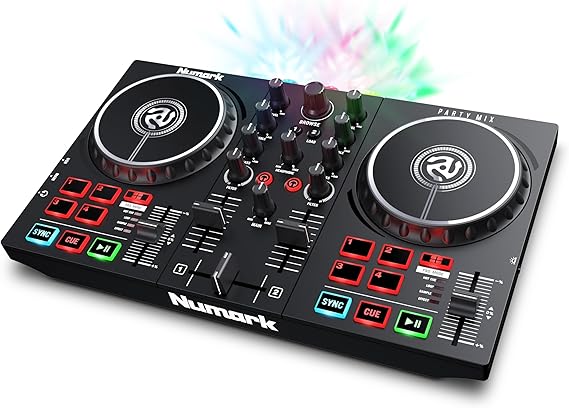 Numark Party Mix II - Controladora DJ, mesa de mezclas con luces integradas, mezclador DJ e interfaz audio, con Serato DJ Lite