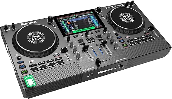 Numark Mixstream Pro Go - controlador DJ autónomo, batería, Mezclador DJ, altavoces, Amazon Music Unlimited, wifi, pantalla táctil, apto para Serato DJ