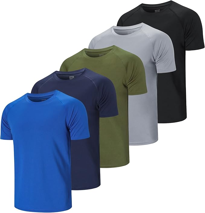 Cimic 3 o 5 Piezas Camiseta Deporte Hombre, Camisetas Manga Corta Hombre, Secado Rápido Respirable para Running Gimnasio