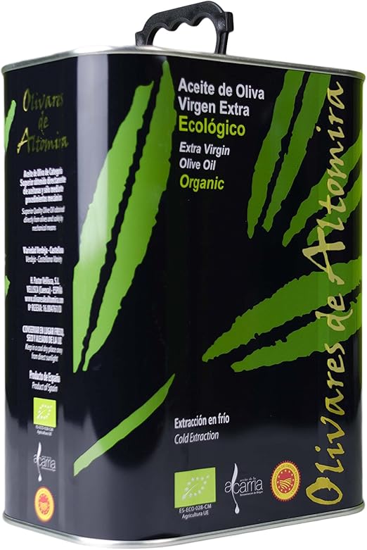 Aceite de oliva Virgen Extra 3l AOVE ECOLOGICO Primer prensado en frio Primera Prensada Cosecha temprana Rico en Biofenoles Rico en Oleocanthal Lata 3 litros Aceituna en envero