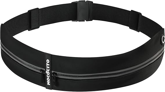 MOCOCITO Riñonera Running Cinturón para Correr Hombre Mujer Cinturón Running con Cierre Cremallera Riñonera Deportiva Impermeablepara Correr, Gimnasio, Viaje al Aire Libre (Negro)