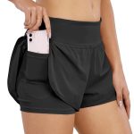 COTOP Pantalones Cortos de Running para Mujer, 2 en 1 Short Deportivo Mujer con Bolsillo, Pantalones Cortos de Verano de Cintura Alta y Secado Rápido para Fitness, Jogging, Gimnasio y Entrenamiento