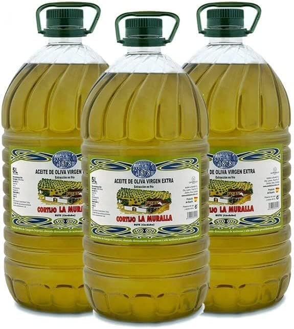 Aceite de Oliva Virgen Extra - Hojiblanca - 3 garrafas de 5 Litros – Extracción en frío – Olivar tradicional - Parque Natural de la Subbética Rute, Córdoba, Andalucía - [PRODUCTO DE ESPAÑA]