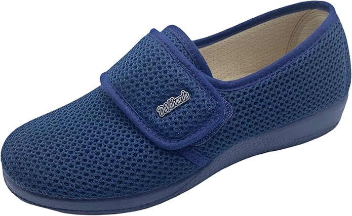 DeValverde - Zapatillas Mujer Pies Delicados - Anatómica Flexible y Ligera con Velcro - Suela Antideslizante - Plantilla Acolchada - Tallas 35-42