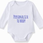 SUPERMOLON Body bebé personalizado manga larga 100% algodón de color Blanco