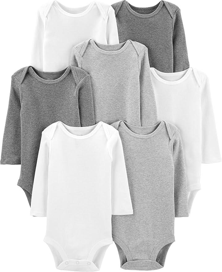 Simple Joys by Carter's Side-Snap Long-Sleeve Shirt Infant-and-Toddler-Bodysuits (Pack de 7) bebés Unisex