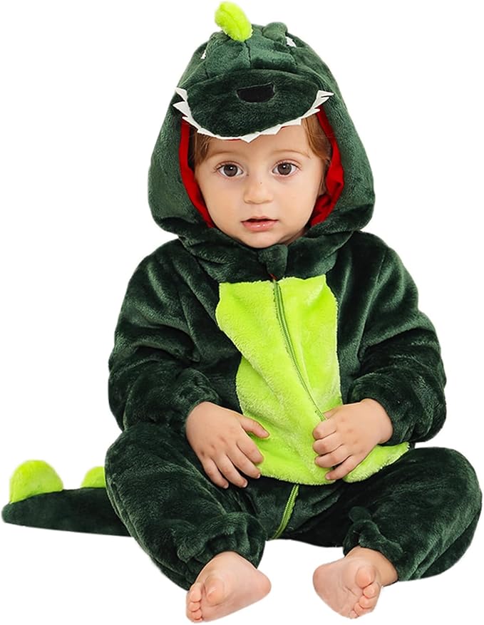 YloveM Mono bebé Capucha Mameluco de Bebé Unisex Disfraz de Dinosaurio Otoño Invierno Pijamas con Capucha Estilo Traje de Cosplay de Franela