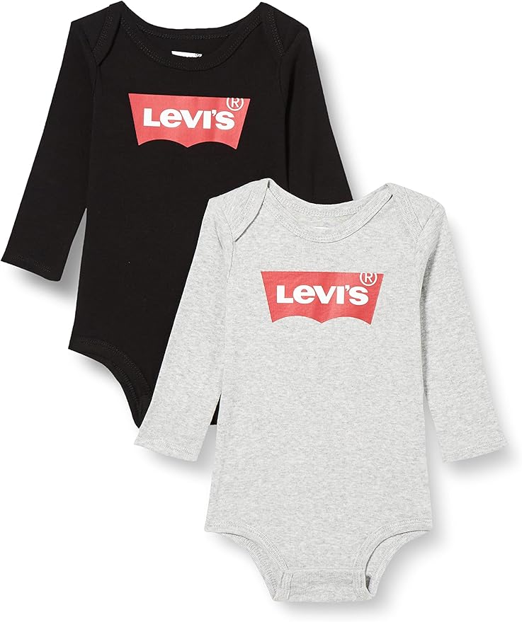 Levi's Lhn LS 2pk Batwing Bodysuit Se Conjuntos (Pack de 2) Unisex bebé