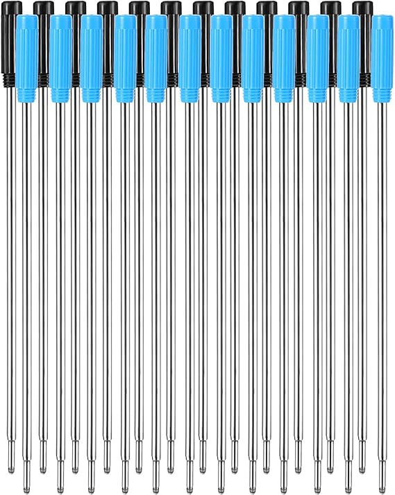 24 Piezas de Recambios de Bolígrafos de Punta de Bola Reemplazables Negros Escritura Lisa 4,5 Pulgadas (11,6 cm) y 1 mm Punta Medium (Negro y Azul)