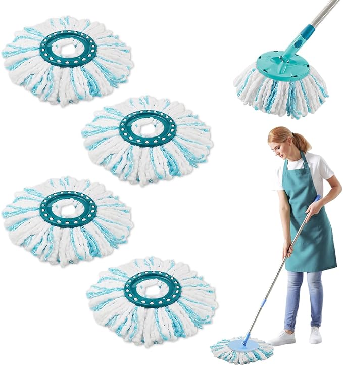 4 Piezas para Leifheit Clean Twist Disc Mop Ergo Kit, Sistema de 2 Fibras para Leifheit Recambio para Mopa, per Todo Tipo de Suelos