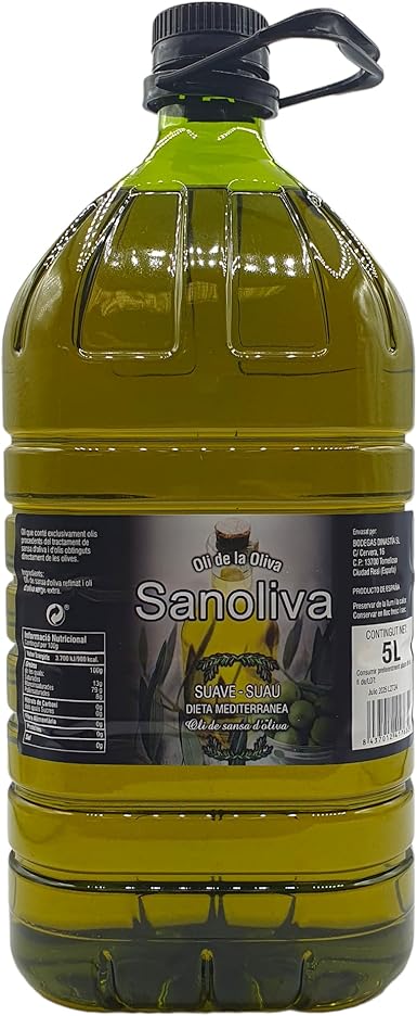 Aceite de Orujo - Aceite de Oliva Suave - SANOLIVA - 5 Litros - Origen ESPAÑA - Aceite de Oliva Sansa/Orujo - Garrafa PET de Aceite Suave de Oliva Sansa