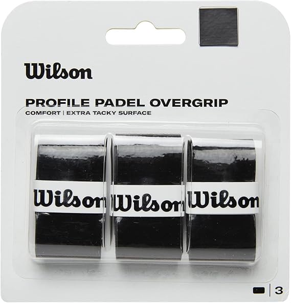 Wilson Sobreempuñadura Padel Profile, Pack 3, Negro, WR8416601001