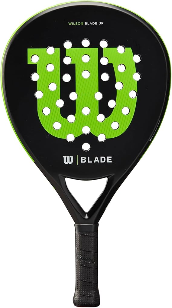 Wilson Pala de Pádel Blade Junior v2, Fibra de Vidrio, 300 g, Tamaño de Cabeza 439 cm², Negro/Verde neón