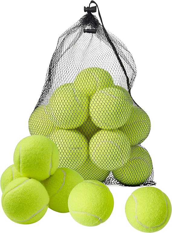 BRAMBLE 15 Pelotas de Tenis (Diámetro 6,5cm) - Bolas de Tenis con Bolsa de Malla de Transporte - Tennis Balls para Entrenamiento, Juego y Diversión