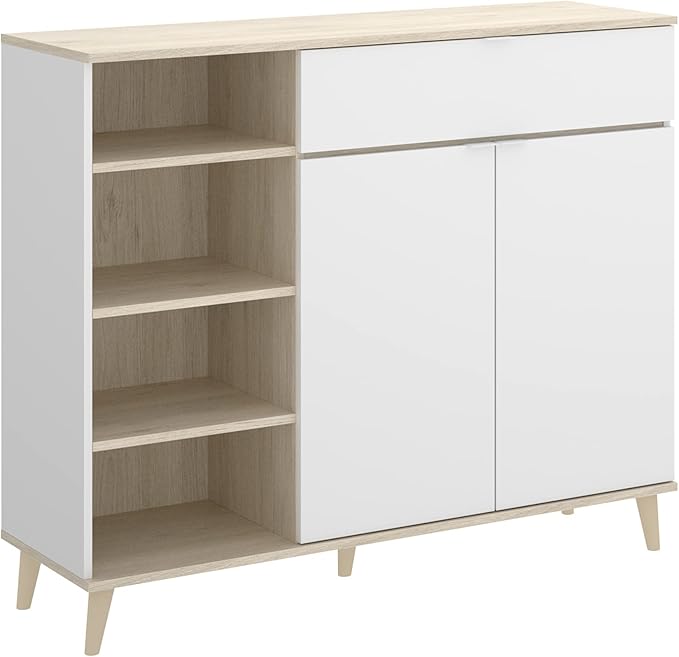 DEKIT GRUPO RIMOBEL - DEKIT Mueble Auxiliar de cocina, color Blanco/Natural, 102x120x40 cm, WOK