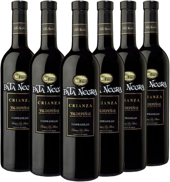 Pata Negra Crianza Vino Tinto D.O Valdepeñas, Tempranillo - Caja de 6 Botellas x 750 ml