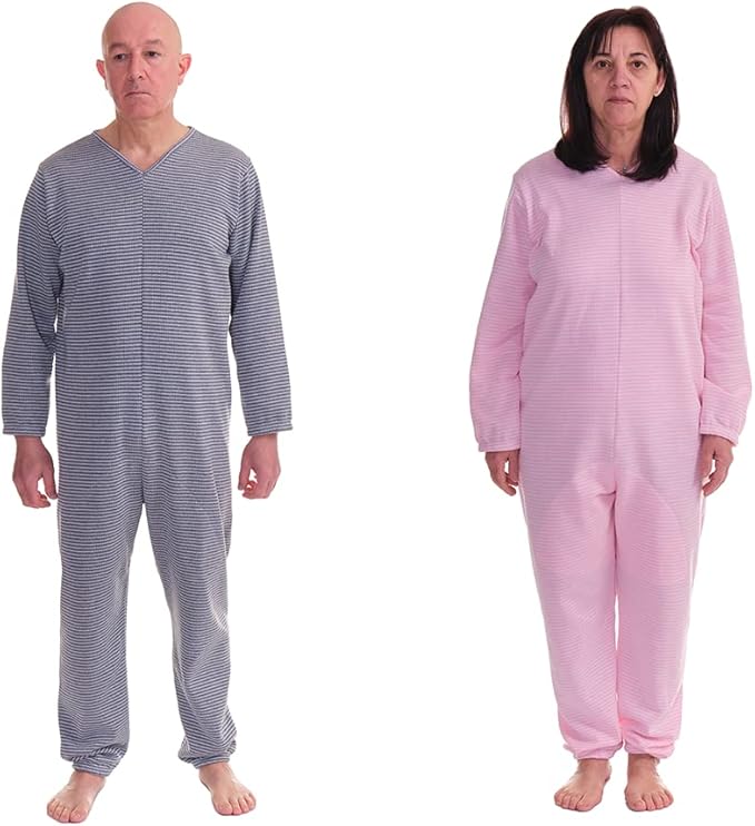 FERRUCCI COMFORT Pijama sanitario de invierno con cremallera en el lomo – 9014/1 – Hombre/Mujer – Ideal para personas mayores – Cálido y transpirable