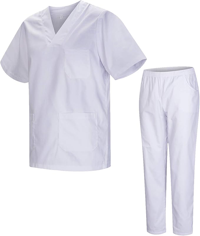 MISEMIYA - Uniforme Sanitario Unisex Uniformes Sanitarios MÉDICOS con Pantalon Blanco 817-8312-BLANCO