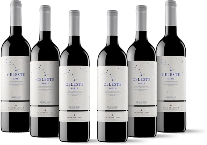 Pago del Cielo Celeste Roble, Tempranillo, Vino Tinto - 6 botellas de 75 cl, Total: 4500 ml