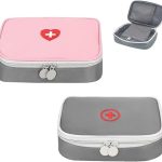 CPYJW 2 Piezas Botiquín de Primeros Auxilios,Mini Kit Primeros Auxilios Bolsa Médica Bolso de para Hogar Deportes Senderismo Supervivencia Emergencias Viajes Camping (Rosa, Gris)