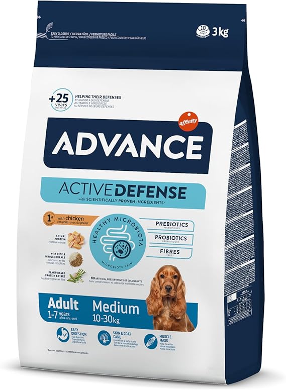 Advance Medium Adult Chicken, Pienso para Perros Adultos de Razas Medianas con Pollo, 3kg