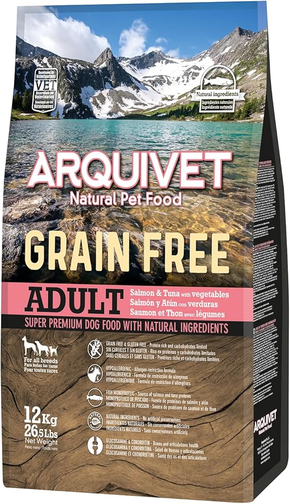 Arquivet Grain Free - Adult Salmón y atún con Verduras, 12 kg (Paquete de 1)