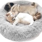 Cozywind Cama para Perros y Gatos,Mascotas Calentito Cojín Redondo Suave de Felpa (70cm, Gris Claro)