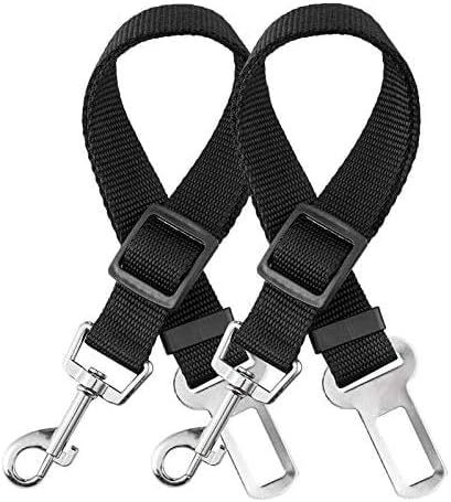 2 Cinturón de Seguridad de Coche para Perros, Arnés del Cinturón de Nylon Ajustable Universal para trasportar Mascotas 2pcs/Pack Más Duradero【Versión Mejorada】