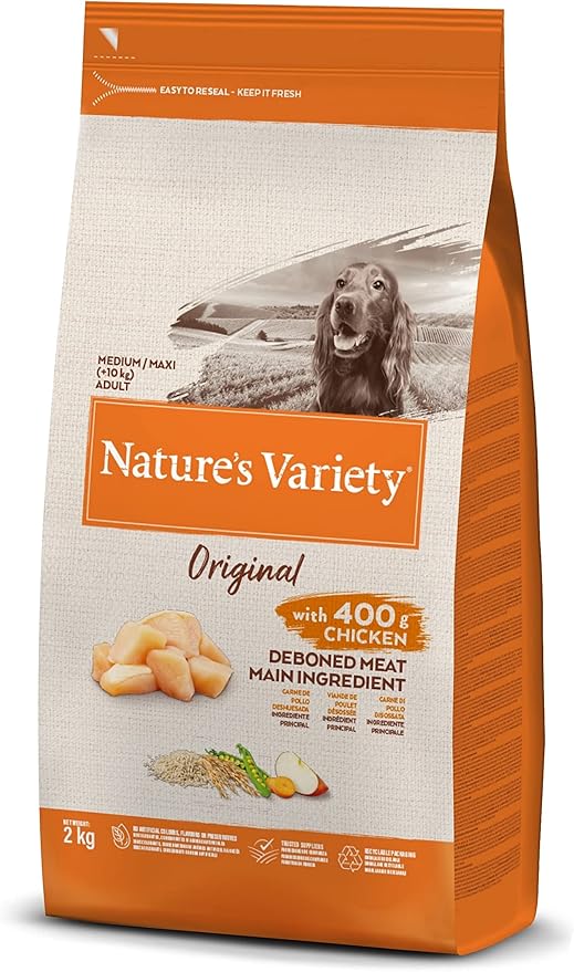 Nature's Variety Original, Pienso para Perros Adultos Medianos y grandes con Pollo deshuesado, 2kg