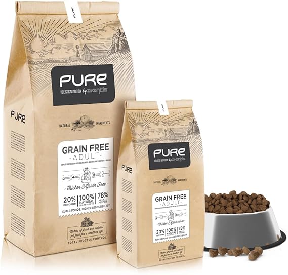 Avantis Pet Pure Grain Free Adult - Pienso para Perros Adultos de Todas Las Razas - 2 kg - Comida 100% Completa y Equilibrada - con Pollo y sin Cereales para Perros con Intolerancia y Alergia