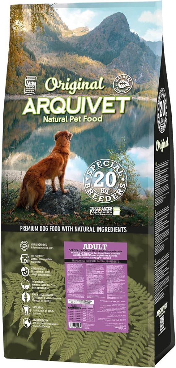 Arquivet Original Adult - Pienso para Perros Adultos - Cordero y arroz - Comida para Perros - Alimento seco para Perros - Alimentación Canina - Pienso Saludable - 20 kg