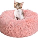 Cama para Perros 40CM Cama para Mascotas, Redonda Cama Gatos Pequeño con Parte Inferior Antideslizante Adecuado Cálido Felpa Cama Cojin Interior Invierno para Gatos y Perros Pequeños (S-Rosa)