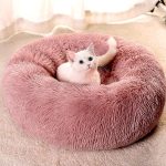 MDDK DY Cama Perro Suave Cama Gato Redonda, Camas de Gatos Perros de ，Cómodo Suave y Cálida Cama para Mascotas Gatos y Perros Pequeños, 50cm,Rosa