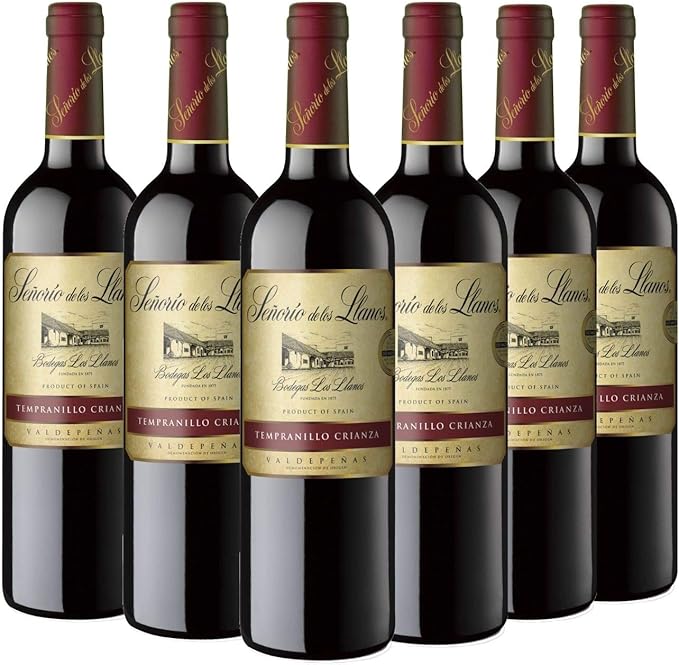 Señorío de los Llanos Crianza Vino Tinto D.O Valdepeñas - Caja de 6 Botellas x 750 ml