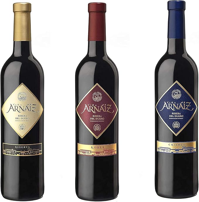 Viña Arnáiz - Merlot Estuche de 3 Botellas de Vino con D.O. Ribera del Duero - Reserva, Crianza y Roble - 3 Botellas x 750 ml