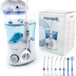 Aquapik PRO, Irrigador Dental Profesional. 8 Boquillas multifuncionales. 10 Niveles de Potencia. Capacidad 600 ml. Recomendado por dentistas. Cuida tus Implantes y Ortodoncia. Irrigador Bucal