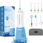 Irrigador Bucal Portatil Profesional，H2ofloss Irrigador Dental con 5 modos y 6 chorros，IPX7 impermeable, recargable por USB y 300 ml Irrigador limpiador Dientes para 30 días de uso en casa/viaje