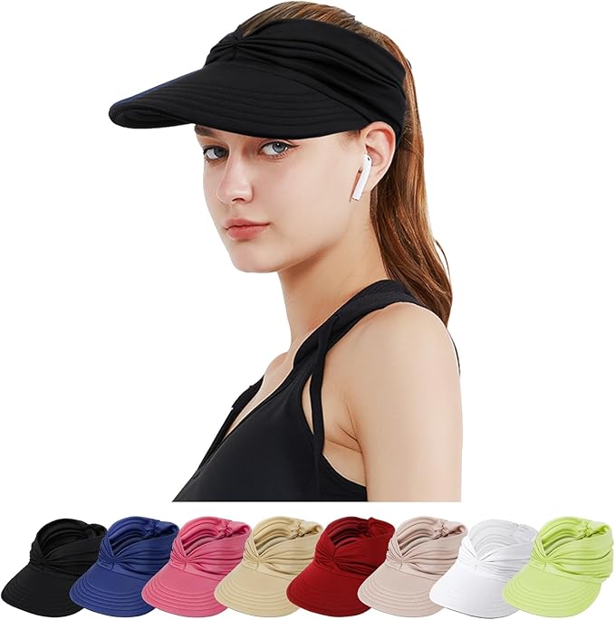 TAGVO Visera Mujer Verano,Gorro Anti-UV para Plegable Sombrero Peso Ligero Visera De Playa para el Sol de al Aire Libre Correr Tenis Golf Deportes de Playa Mujeres Senderismo