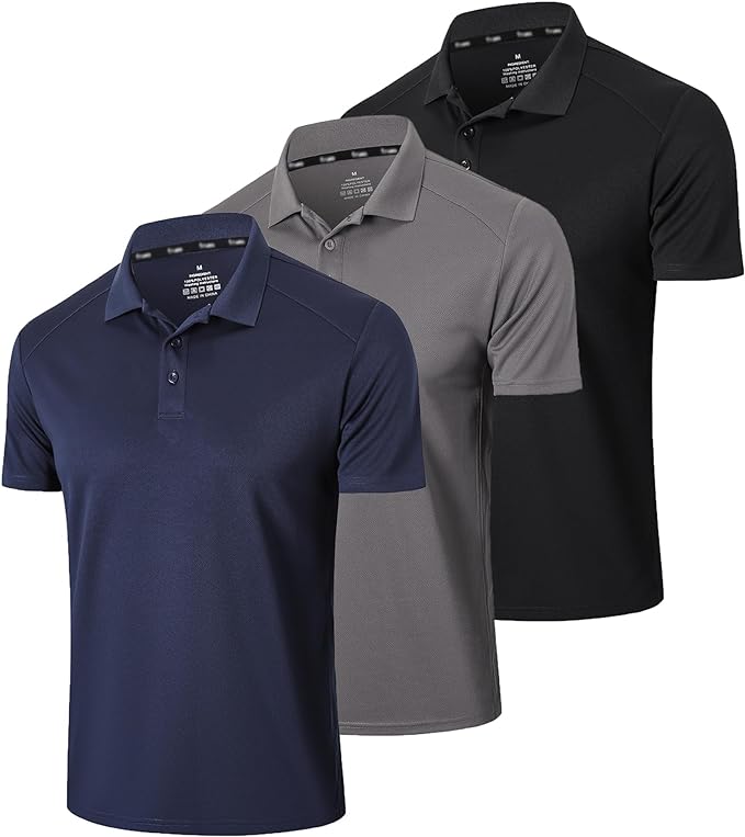 Gaiatiger 3er Pack Polo Camisa Hombre Ocio Cómodo Polos Hombre Manga Corta Transpirabilidad Absorción Humedad Ropa Deportiva Hombre Golf Polo Shirt Hombre