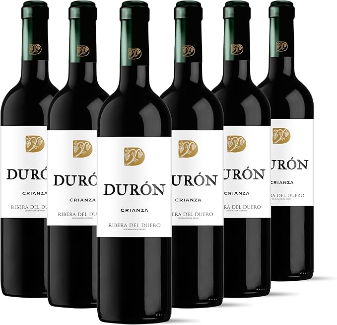 Durón – Vino Tinto Crianza 2020 Denominación de Origen Ribera del Duero, Variedad Tempranillo, 13 meses en barrica – Caja de 6 botellas x 750 ml – Total: 4500 ml