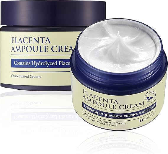 [Mizon] Crema hidratante facial con extracto de placenta (50ml) líneas finas, arrugas, producción de colágeno, elasticidad de la piel, firmeza, fórmula suave (Placenta Ampoule Cream)