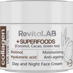 RevitaLAB Day and Night Collagen Anti-Aging Moisturiser Enriched with Hyaluronic Acid, Superfoods, Vitamins and a UVA/UVB Filter for Ages 30 – 45, 50 ml